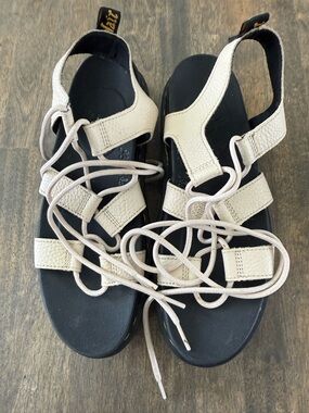 Dr. Martens Cream Lace-Up Gladiator Sandals